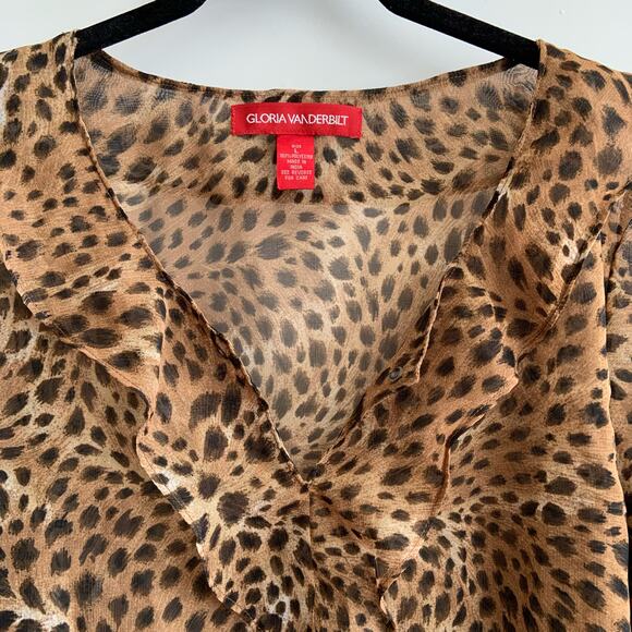 Gloria Vanderbilt Large Sheer Animal Print Top - Picture 5 of 7